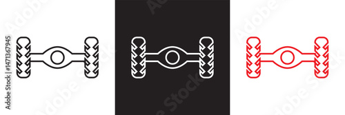 Car axle icon. Vector for websites, mobile interfaces, presentations, banner, visual branding etc. Vector illustration. isolated on white and black background. EPS 10