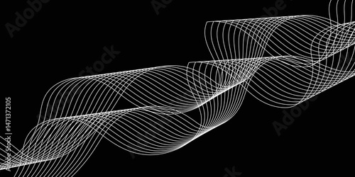 Abstract white background with a glowing abstract waves. Abstract wave element for design. Digital frequency track equalizer, Futuristic background design. Long exposure, Light painting photography.