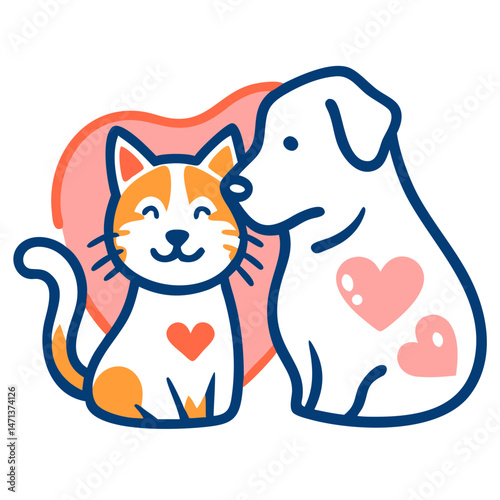Friendly dog and cat icon, for pet adoption campaigns