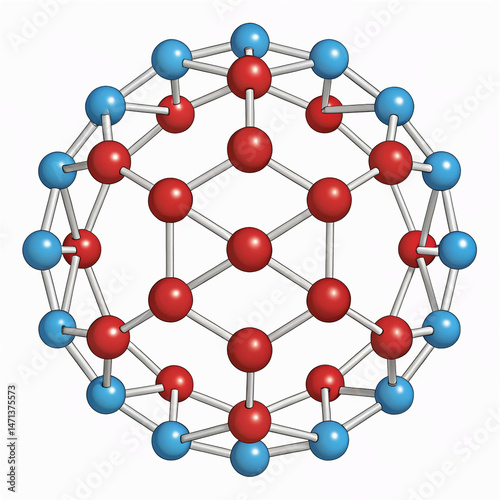 Molecule. A sphere of small balls. Concepts of chemical investigation, diagram of structure of molecule. A group of atoms. Scientific illustration. 3D vector for brochure, poster, presentation, flyer.