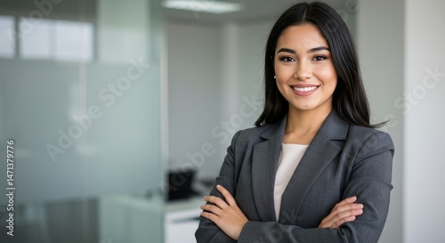 Professional Woman in a Suit with Arms Crossed Smiling