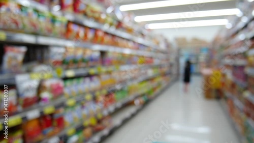Wallpaper Mural supermarket aisle and shelves blurred background Torontodigital.ca