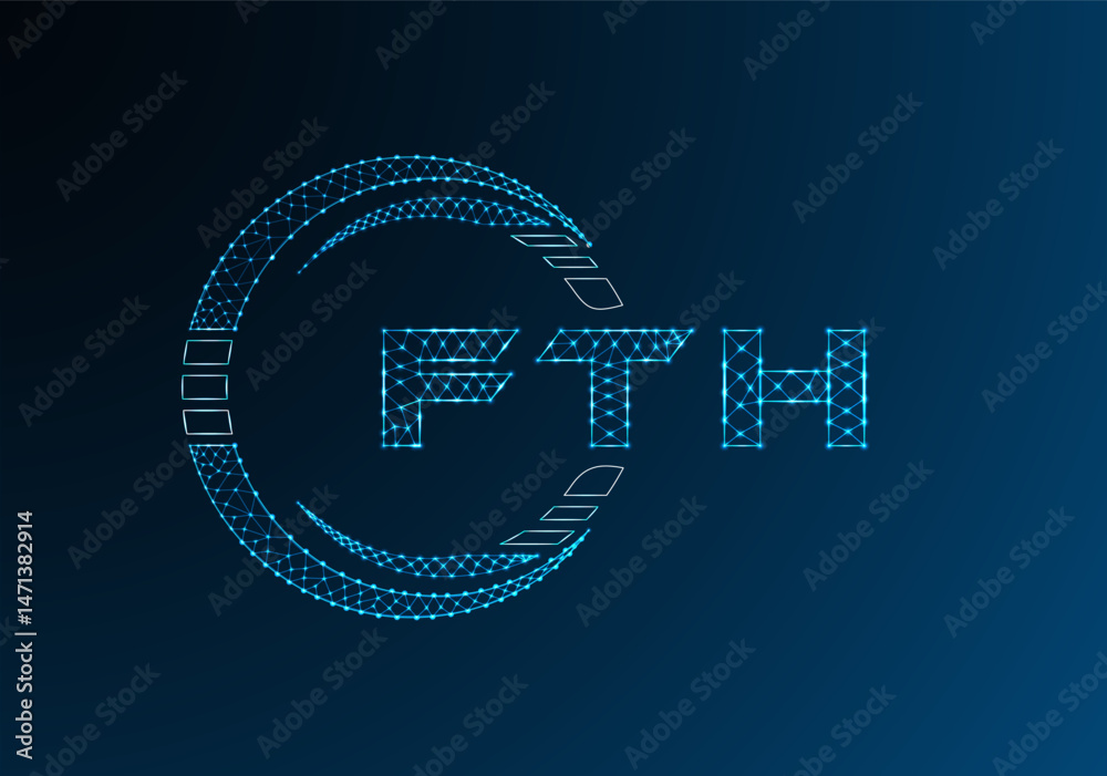 Naklejka premium FTH low poly letter logo vector design. FTH lower poly logo design. Low poly logo.