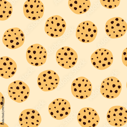 cookies pattern. cookies background. Illustrated chocho chip cookies pattern. 