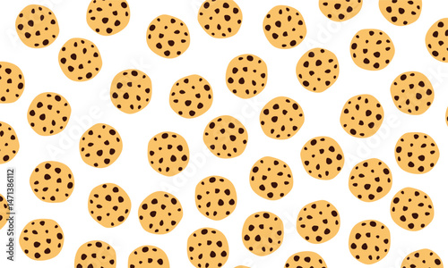 cookies pattern. cookies background. Illustrated chocho chip cookies pattern. 