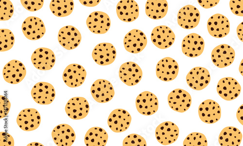 cookies pattern. cookies background. Seamless pattern with chocolate chip cookies background