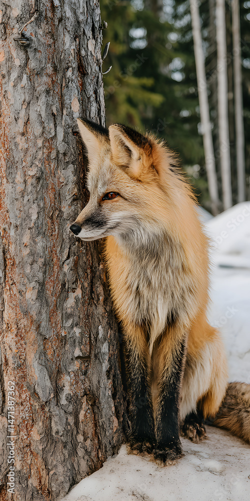 Obraz premium Whimsical Fox Among Lush Forest Foliage