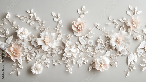 Delicate floral lace design.