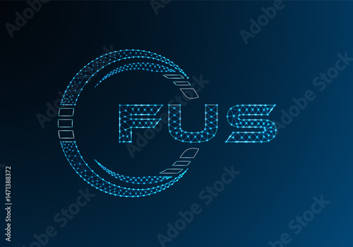 FUS low poly letter logo vector design. FUS lower poly logo design. Low poly logo.