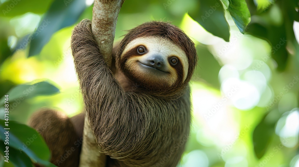 Sleepy Sloth in Jungle Canopy Sleepy Sloth in Jungle Canopy