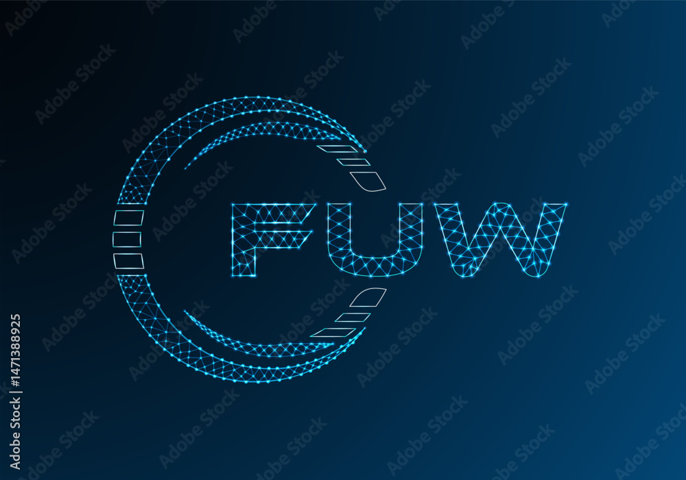 Naklejka premium FUW low poly letter logo vector design. FUW lower poly logo design. Low poly logo.