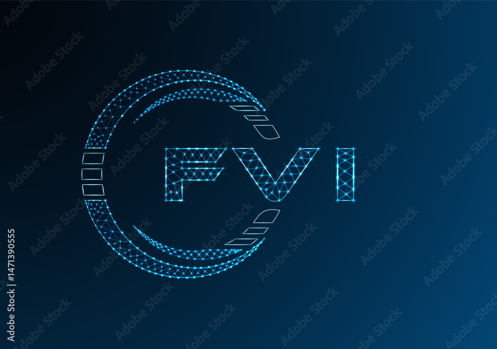Obraz premium FVI low poly letter logo vector design. FVI lower poly logo design.