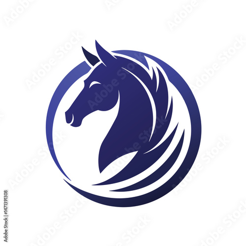 Creative logo vector representation of a horse head featuring a modern and sleek design using warm color gradients