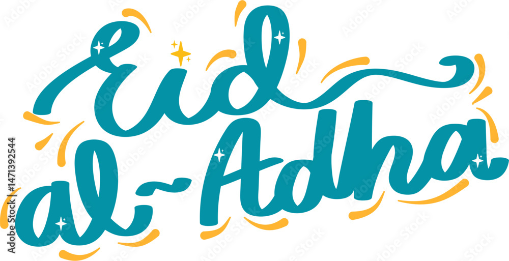 Obraz premium Eid al-Adha Lettering. Creative Eid al-Adha Lettering Element – Islamic Festival Vector Design