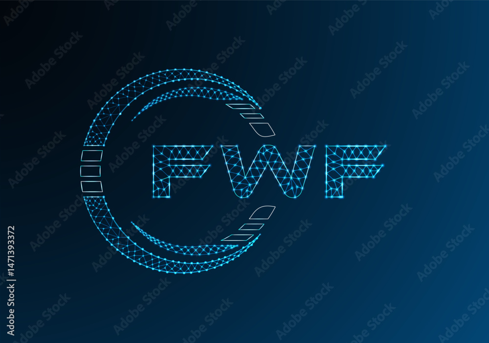 Obraz premium FWF low poly letter logo vector design. FWF lower poly logo design.
