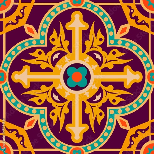 Ikat Mandala tribal fabric pattern, Chinese pattern, suitable for interior decoration, tiles, ceramics, fabrics, clothing, wallpapers, furniture, artwork, carpet, silk, textiles, texture, fashion.