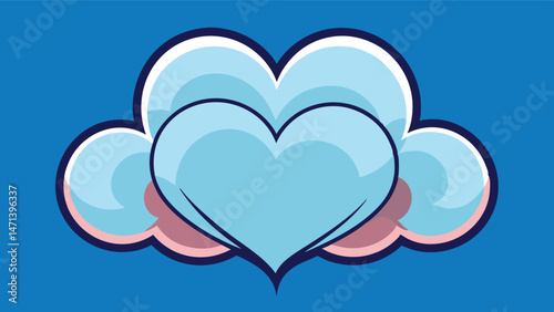 Colorful heart illustration surrounded by fluffy clouds creating a playful and cheerful atmosphere suitable for various design projects