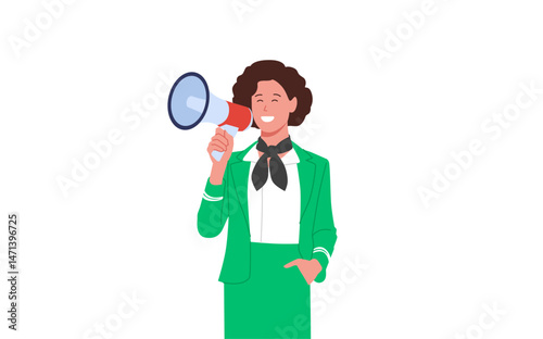 flat illustration of female flight attendant