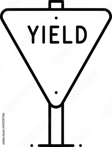 High-Quality Vector Illustration of a Yield Sign for Safe Driving