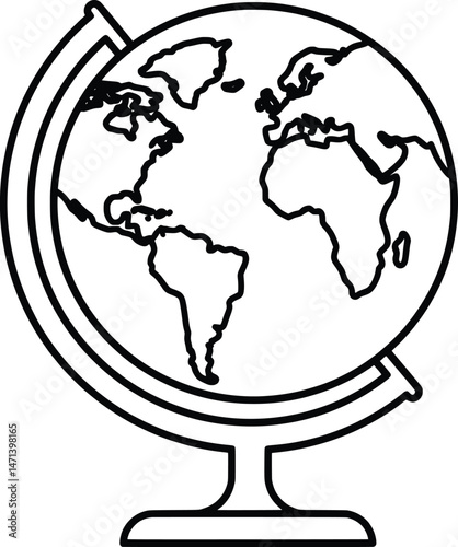 World Globe Vector Illustration A Detailed Line Art Design