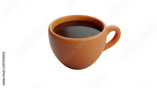 Wallpaper Mural Title: 3D Rendered Cup of Coffee Icon Isolated on White Background Torontodigital.ca