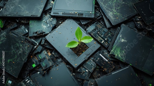 Rebirth from E-waste: A Green Sprout Emerging from the Ruins of Technology