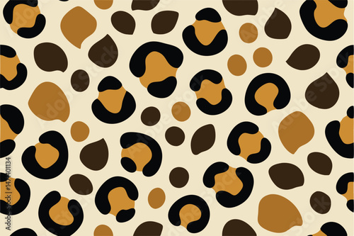 Colorful abstract vector illustration of spots and patterns in shades of black and brown on a light background