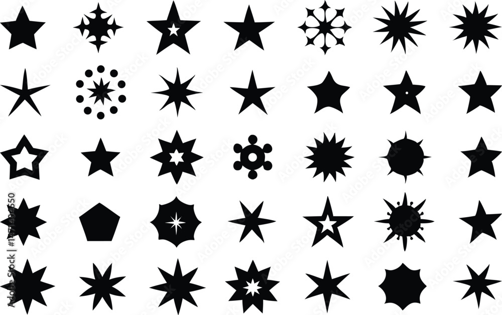 Set of sparkling stars icons. decorative twinkle and bursts forms, abstract shining flash symbols, glowing light effect vector graphic elements collection Set of sparkling stars icons. decorative twinkle and bursts forms, abstract shining flash symbols, glowing light effect vector graphic elements collection