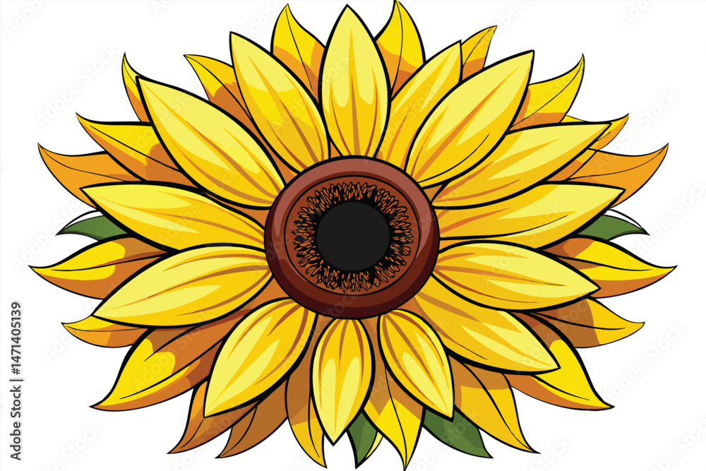 Fototapeta premium Bright and cheerful sunflower vector illustration ideal for various design projects and educational materials exploring nature and botany themes