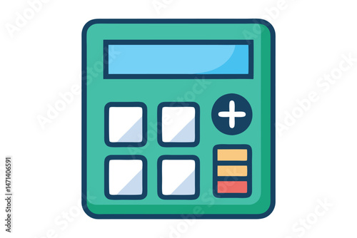 Colorful calculator vector illustration showcasing a modern design with large buttons suitable for digital or print use in educational and business contexts