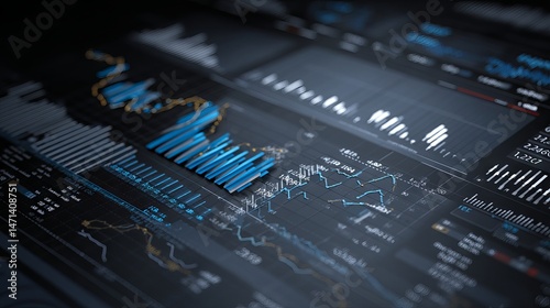 Abstract glowing forex trading chart background with financial market candlesticks and digital data grid for investment, economy, and currency exchange concept