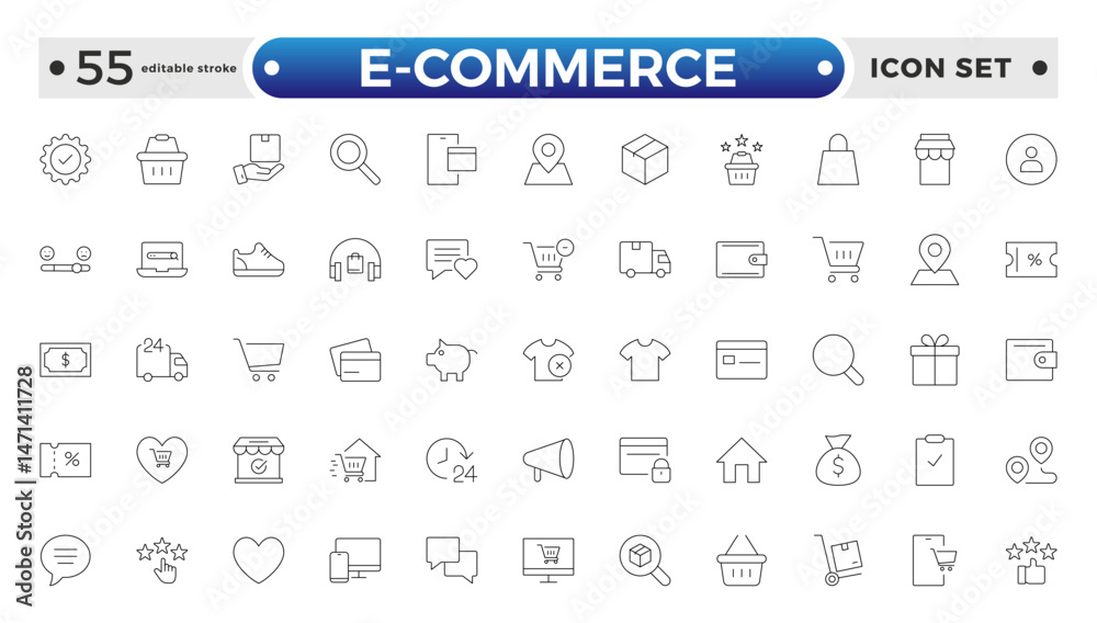 Shopping outline icon Set. Vibrant and engaging icons for enhancing e ...
