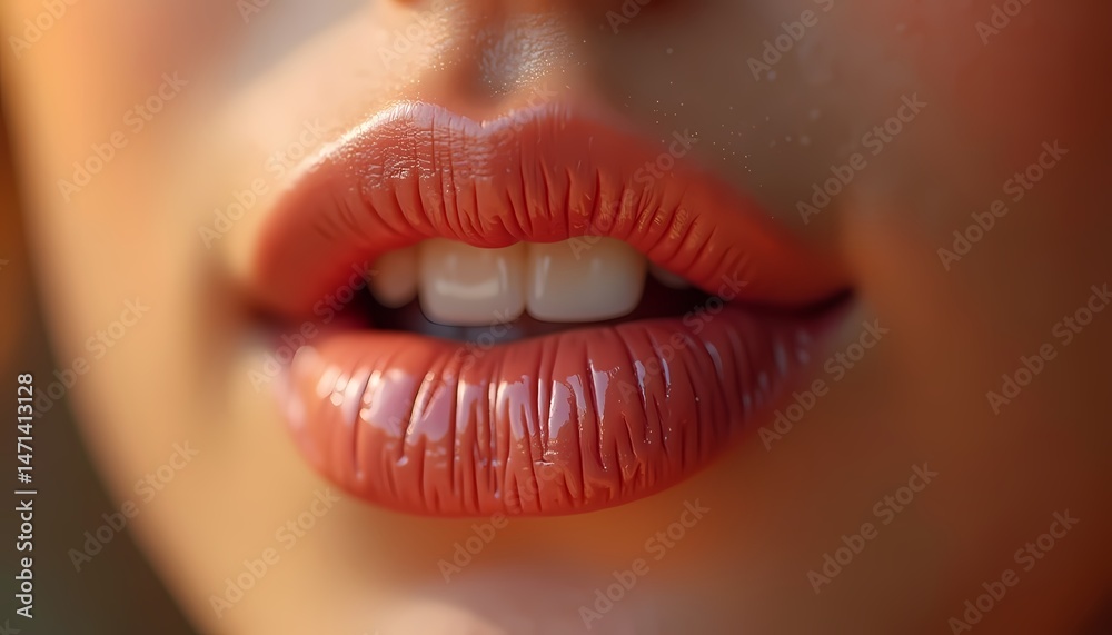 Obraz premium Glossy Lips with Teeth