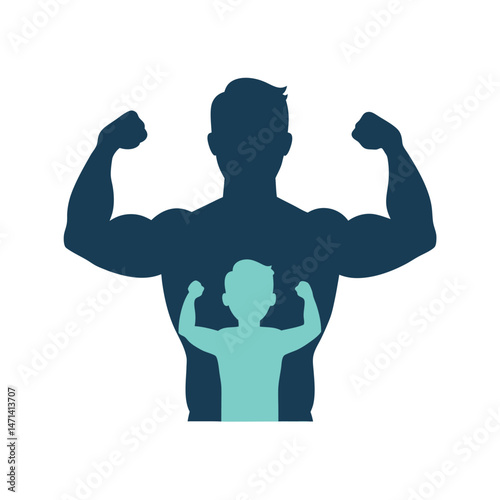 Strong Man and Child Silhouettes