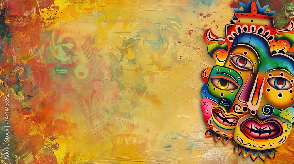Obraz premium Cultural and Art Festival Flyer Background: Ink - laden Lights Paint Artistic Hues, Spreading a Visual Symphony of the Blending of Creative Strokes and Artistic Galas