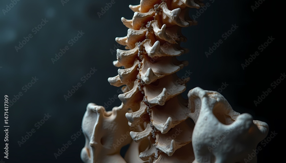 Obraz premium Human Spine Closeup on Dark Background