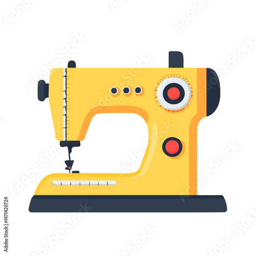 My Simple flat 2D illustration of a sewing machine isolated on a transparent background, vector, flat design, animation design, simple flat 2D icon, clipart