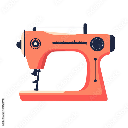 My Simple flat 2D illustration of a sewing machine isolated on a transparent background, vector, flat design, animation design, simple flat 2D icon, clipart