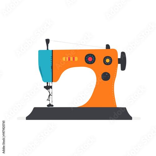 My Simple flat 2D illustration of a sewing machine isolated on a transparent background, vector, flat design, animation design, simple flat 2D icon, clipart