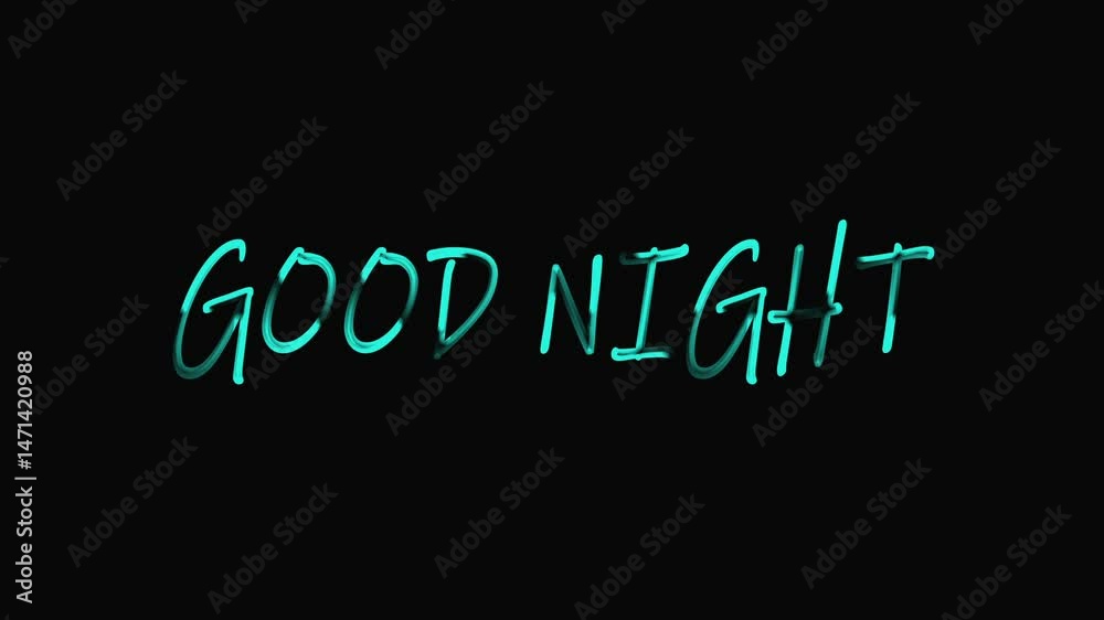 Good Night neon text sign animation on black background