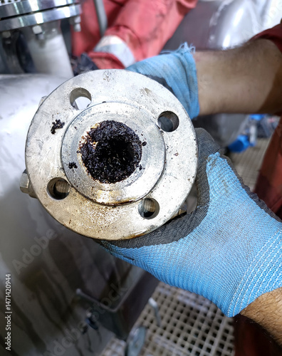 Foto A thorough examination of a component from industrial equipment that has signifi