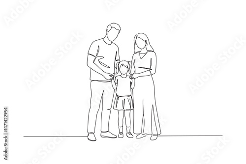 One continuous line drawing of  Parent Holding Child's Hand – Line Art Illustration