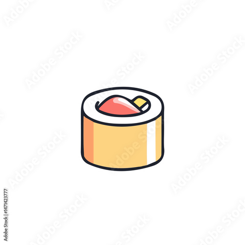 My Simple flat 2D illustration of sushi roll isolated on a transparent background, vector, flat design, animation design, simple flat 2D icon, clipart