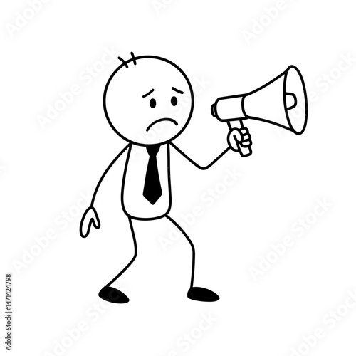 Unheard voice in the workplace with megaphone