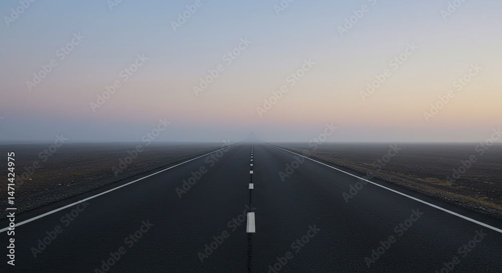 Fototapeta premium Empty road stretching into a hazy morning