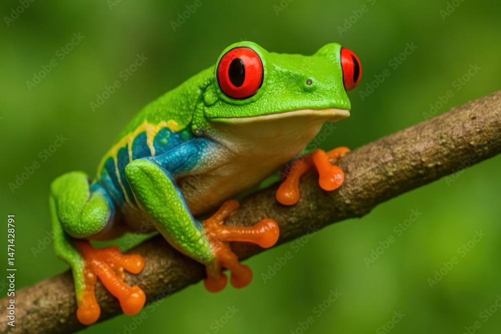 Obraz premium Vibrant frog on branch