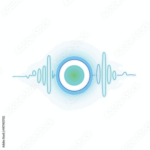 AI assistant icon with waveform on white background, modern design