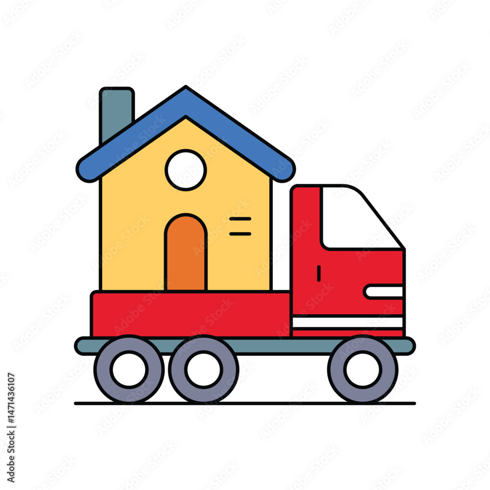 moving truck lineal color line icon with white background vector stock illustration moving truck lineal color line icon with white background vector stock illustration