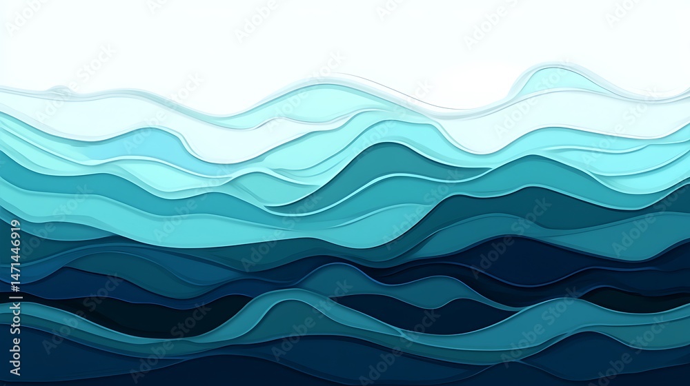 Fototapeta premium Abstract Ocean Waves Paper Cut.