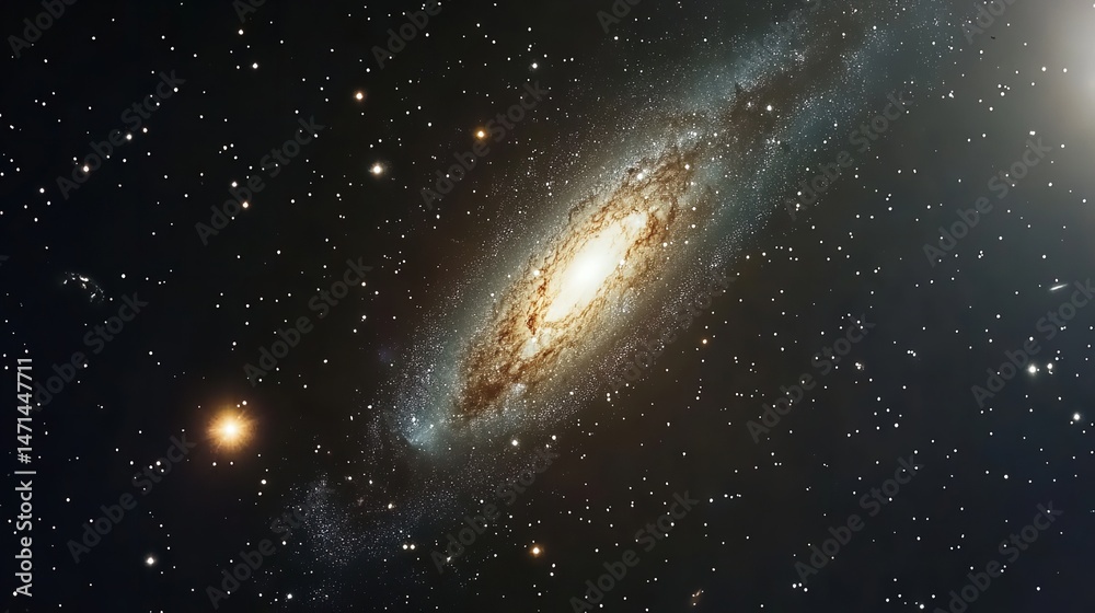 Fototapeta premium Majestic Spiral Galaxy Celestial Wonders Distant Star Cosmos Night Sky Universe Exploration